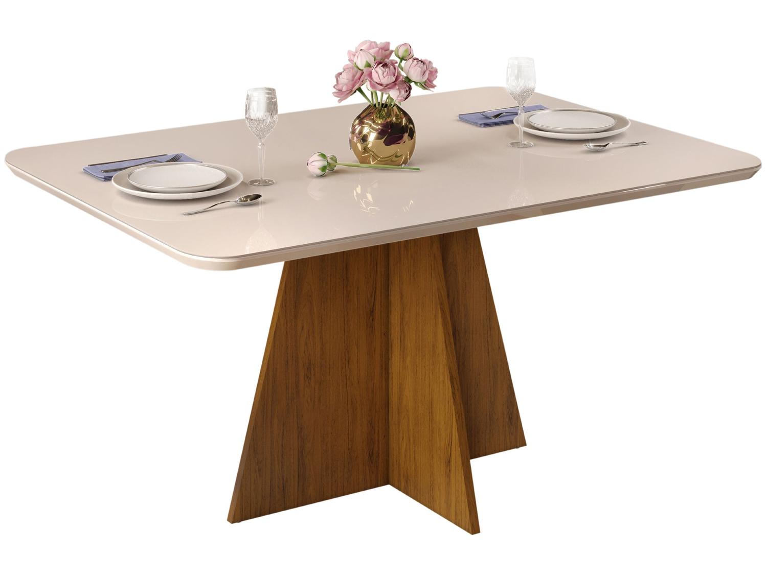 Mesa de Jantar 4 Cadeiras Retangular Off White e Lunar DJ Móveis Siena