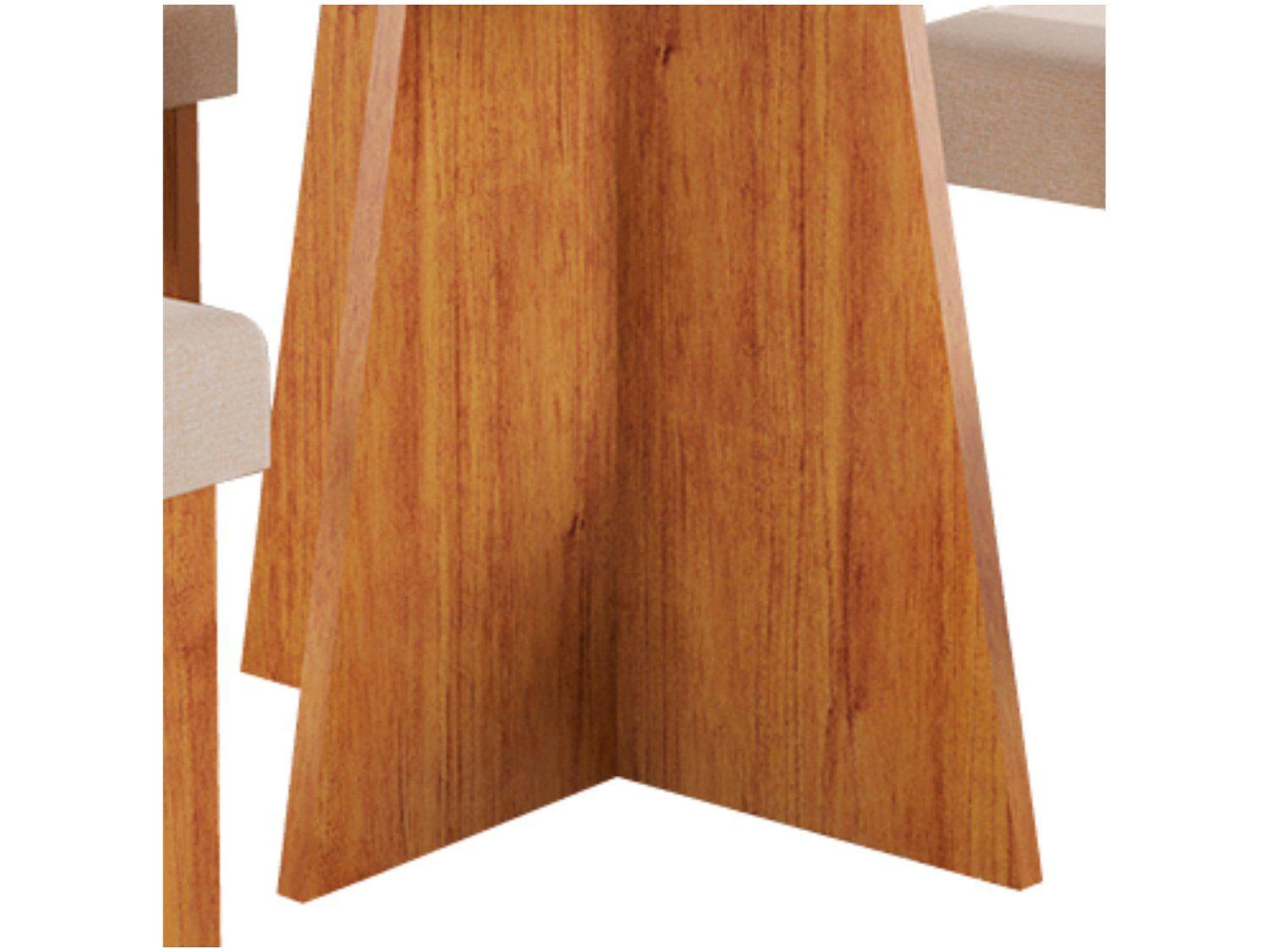 Mesa de Jantar 4 Cadeiras Retangular Tampo de MDF com Vidro Mel e Off White Viena