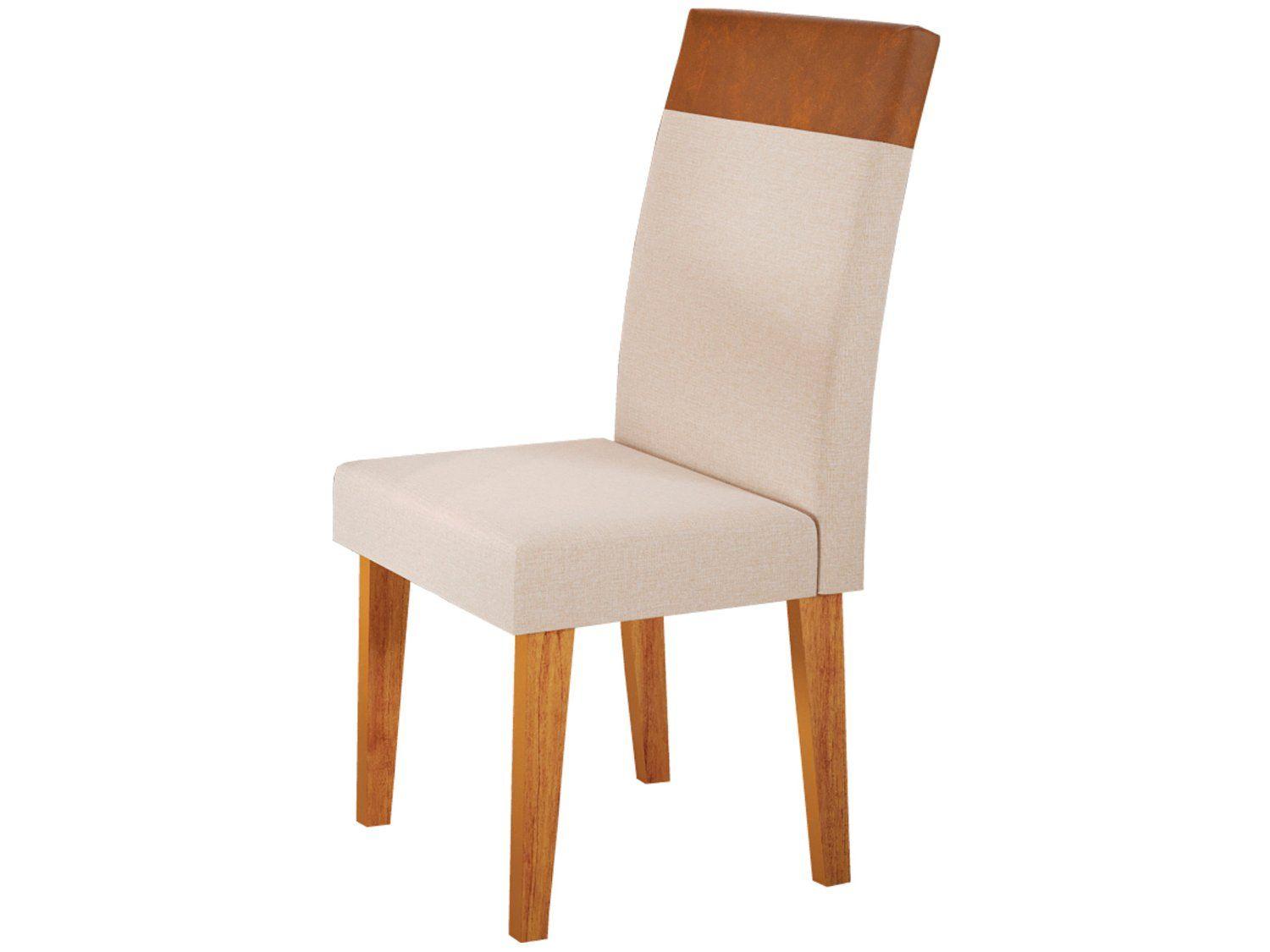 Mesa de Jantar 4 Cadeiras Retangular Tampo de MDF com Vidro Mel e Off White Viena