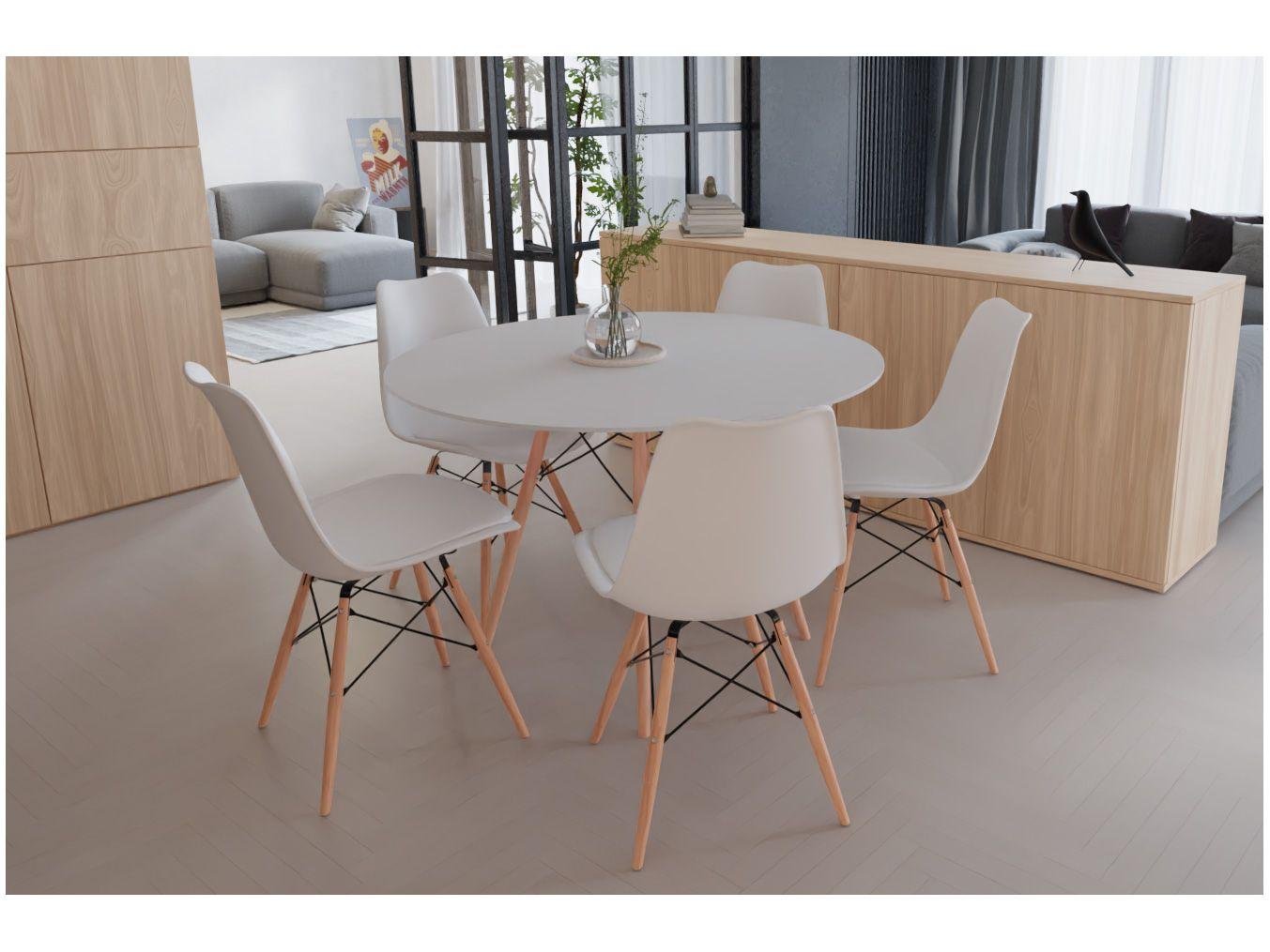 Mesa de Jantar 5 Cadeiras Redonda Branca