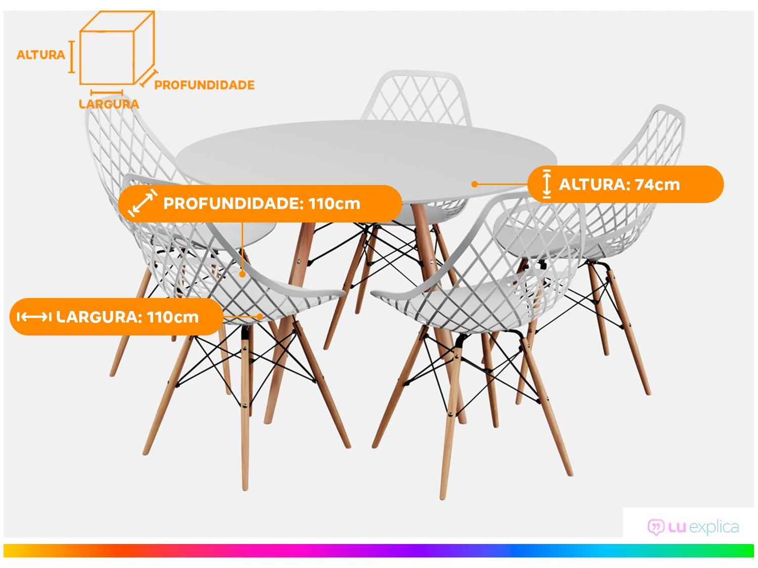 Mesa de Jantar 5 Cadeiras Redonda Branco 