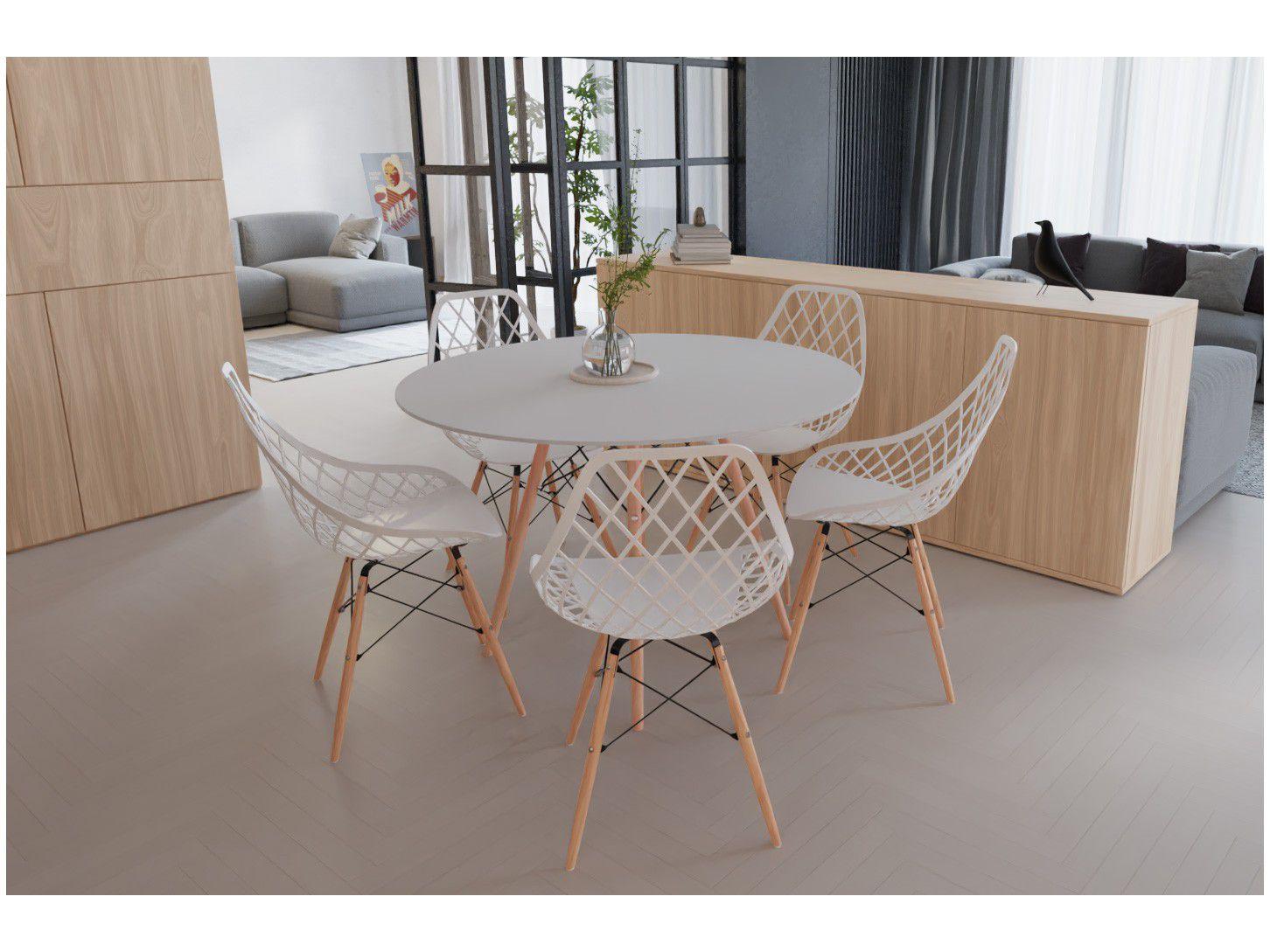 Mesa de Jantar 5 Cadeiras Redonda Branco 