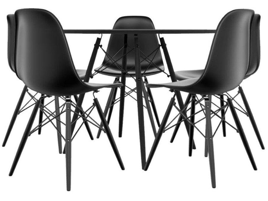 Mesa de Jantar 5 Cadeiras Redonda Preta 