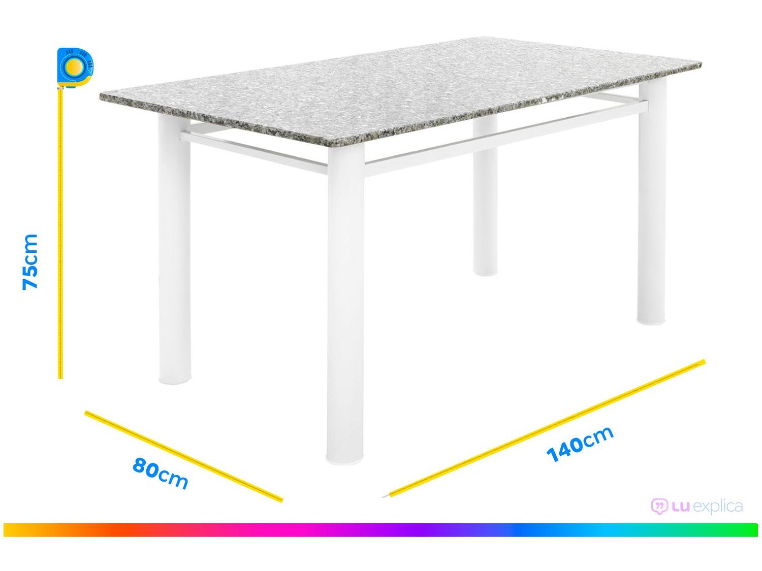 Mesa de Jantar 6 Cadeiras Retangular Aço Tampo Granito Poeme Ciplafe