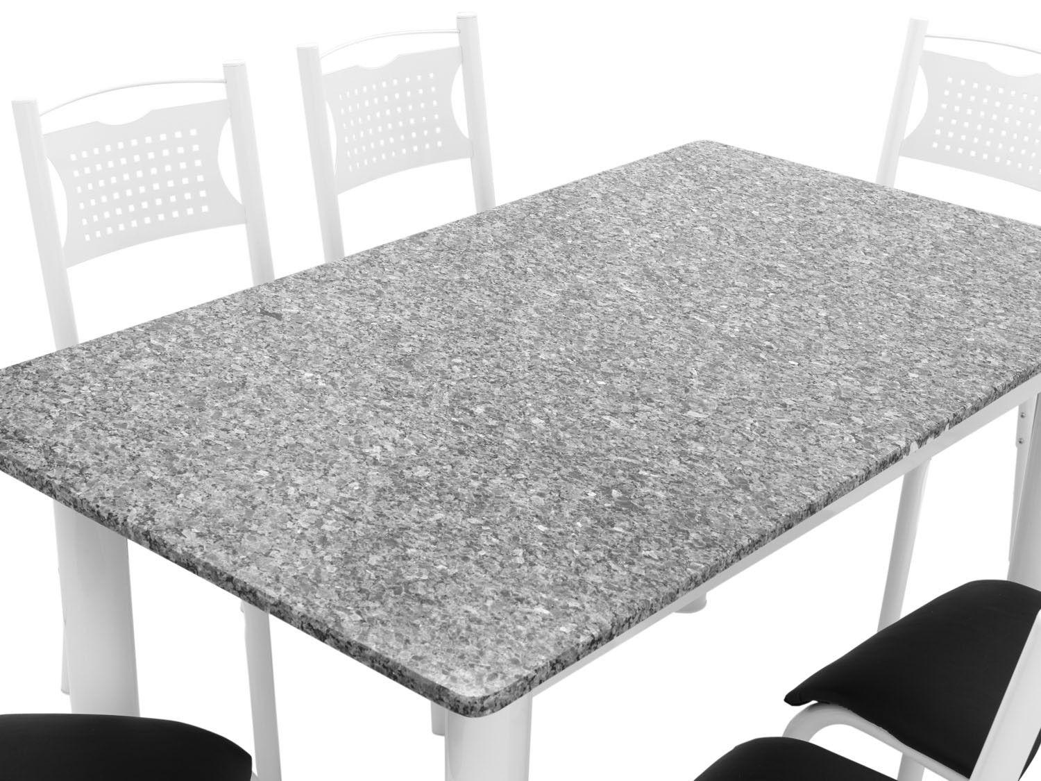 Mesa de Jantar 6 Cadeiras Retangular Aço Tampo Granito Poeme Ciplafe