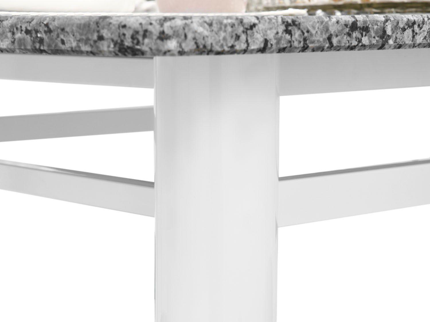 Mesa de Jantar 6 Cadeiras Retangular Aço Tampo Granito Poeme Ciplafe