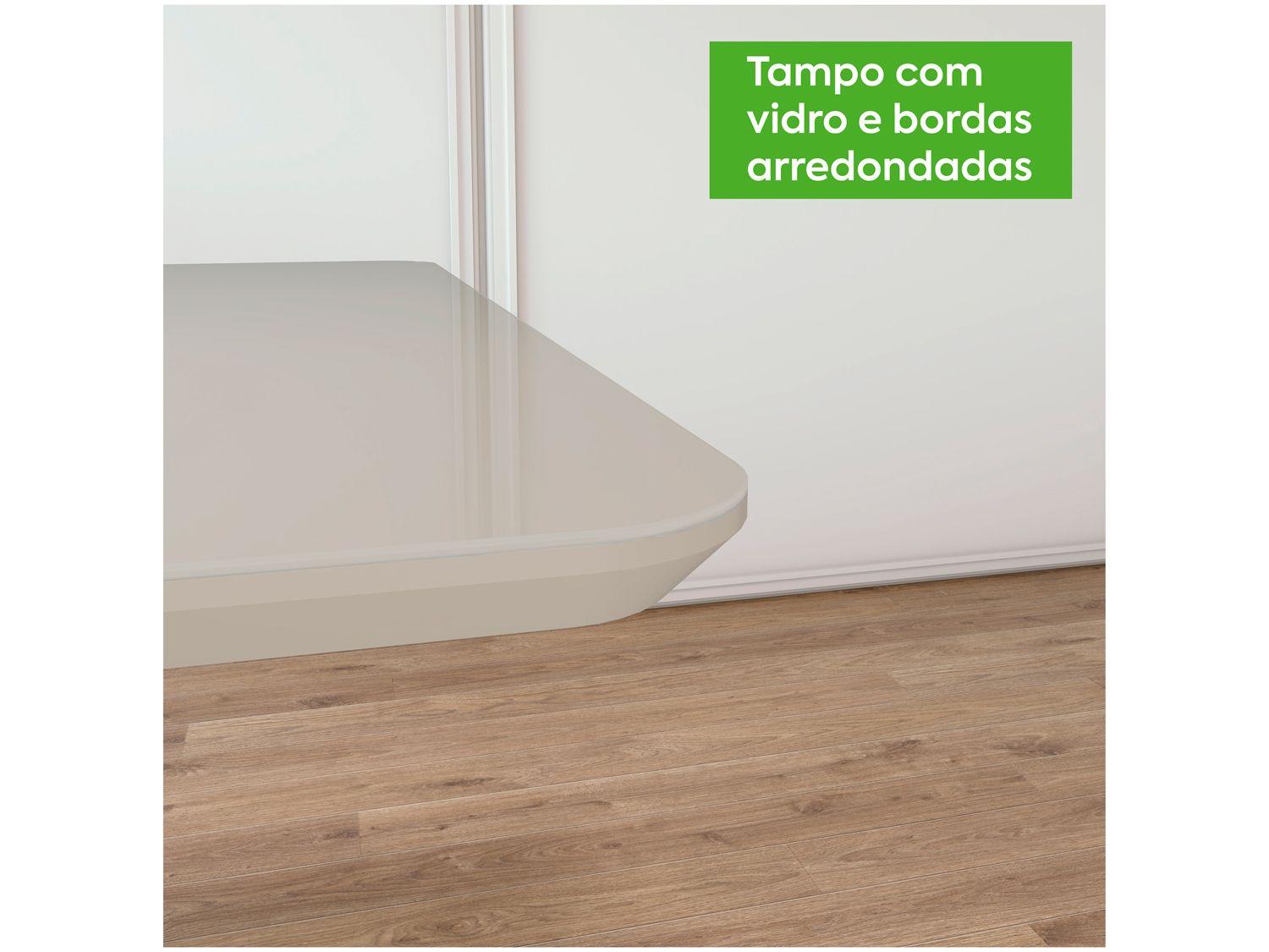 Mesa de Jantar 6 Cadeiras Retangular Branco e Amêndoa Tampo de Vidro Móveis Lopas Apogeu