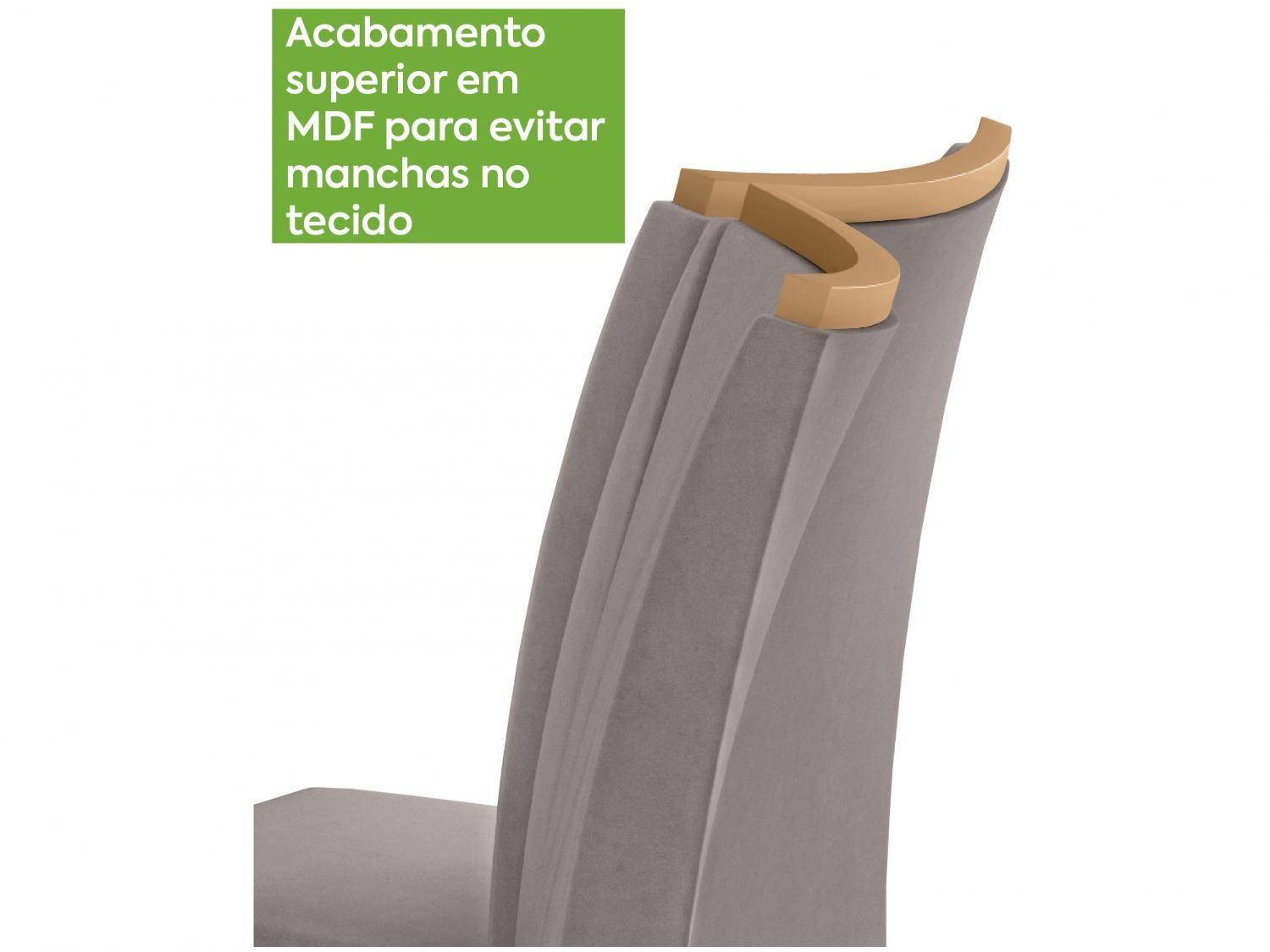 Mesa de Jantar 6 Cadeiras Retangular Branco e Amêndoa Tampo de Vidro Móveis Lopas Apogeu