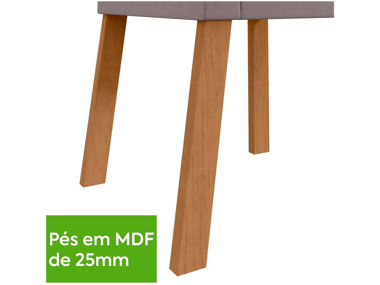 Mesa de Jantar 6 Cadeiras Retangular Branco e Amêndoa Tampo de Vidro Móveis Lopas Apogeu