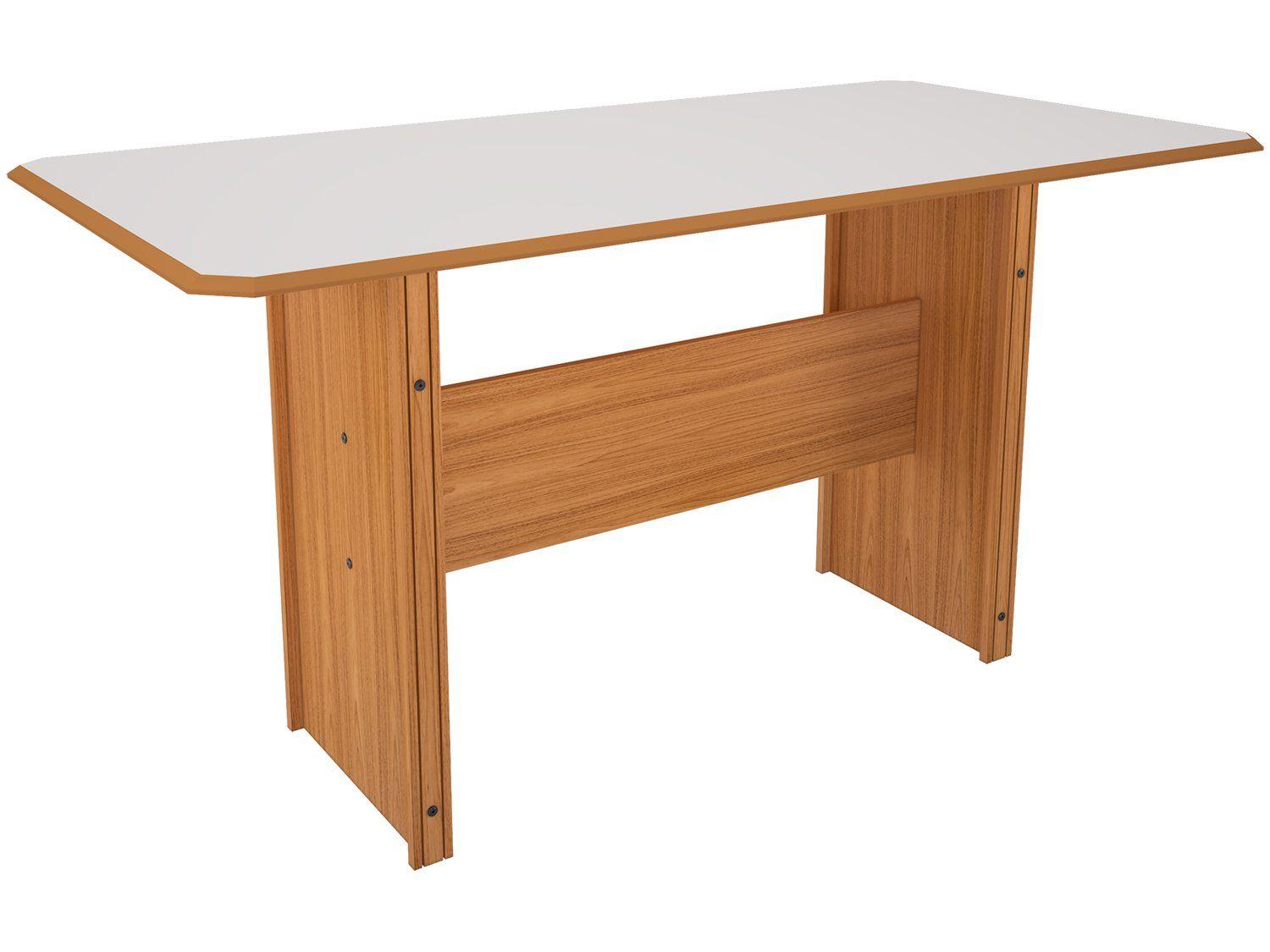 Mesa de Jantar 6 Cadeiras Retangular Freijo e Off White Indekes Cristal