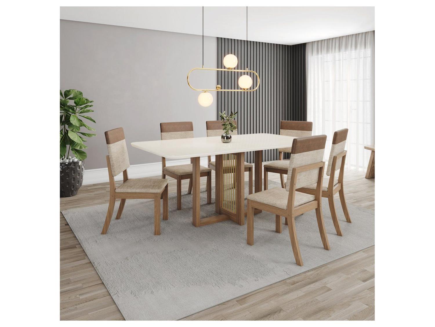 Mesa de Jantar 6 Cadeiras Retangular Henn Natalí