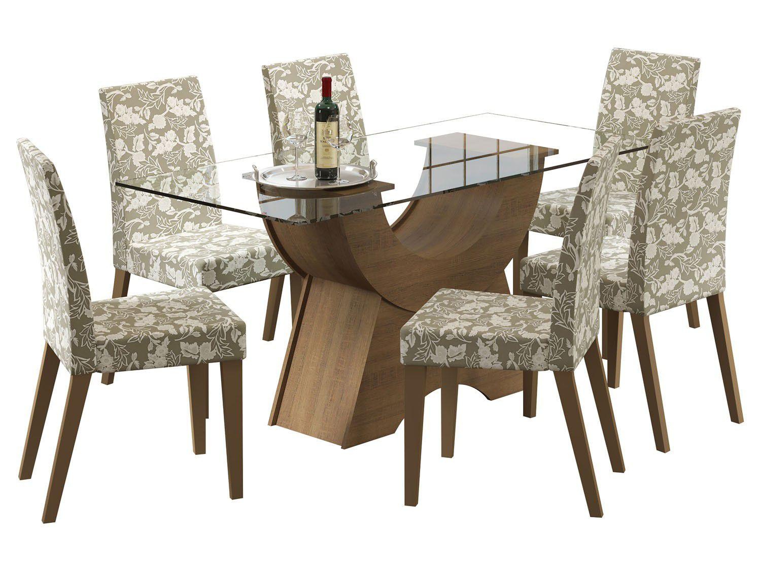 Mesa de Jantar 6 Lugares Retangular Tampo de Vidro Madesa Sinuosa Mesa de Jantar Avulsa Mesa de Jantar 6 Lugares Retangular Tampo de Vidro Madesa Sinuosa Mesa de Jantar Avulsa
