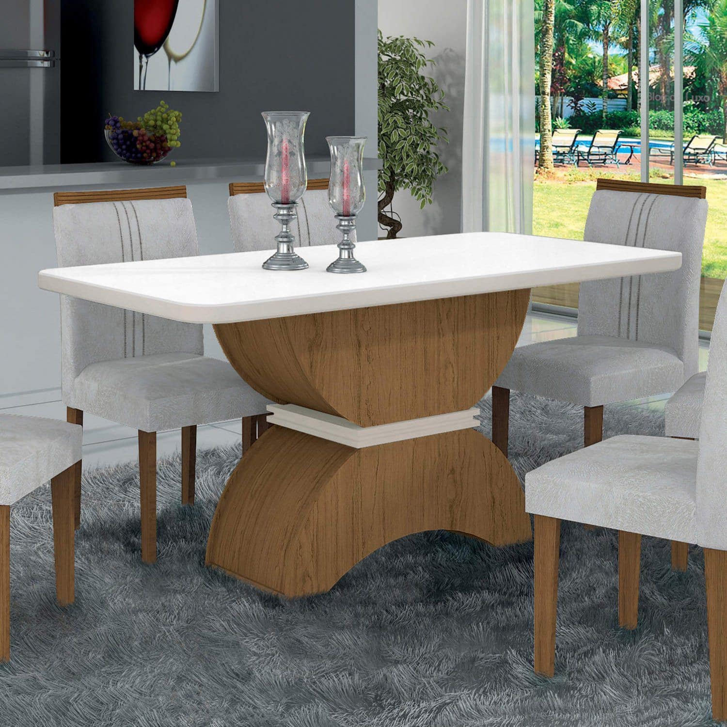 Mesa de Jantar 6 Lugares Tampo Vidro/MDF Atenas Leifer Mesa de Jantar Avulsa Magazine Luiza Mesa de Jantar 6 Lugares Tampo Vidro/MDF Atenas Leifer Mesa de Jantar Avulsa Magazine Luiza