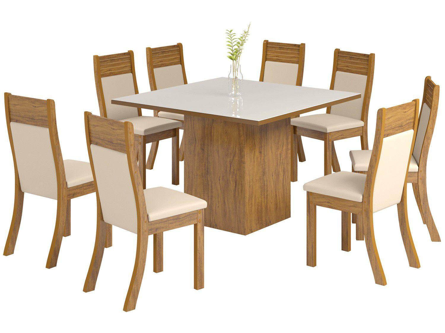 Mesa de Jantar 8 Cadeiras Quadrada