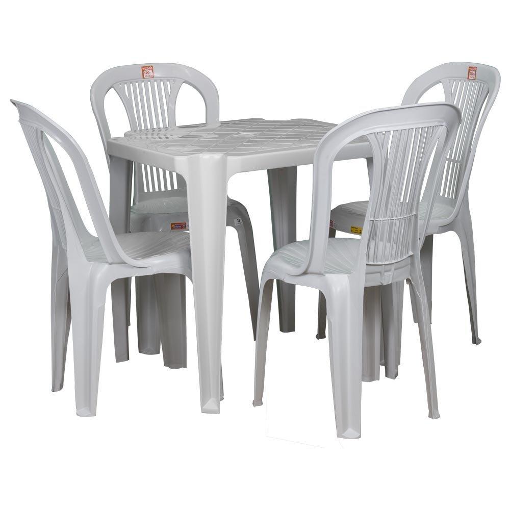 Mesa de Plástico com 4 Cadeiras Antares Conjunto de