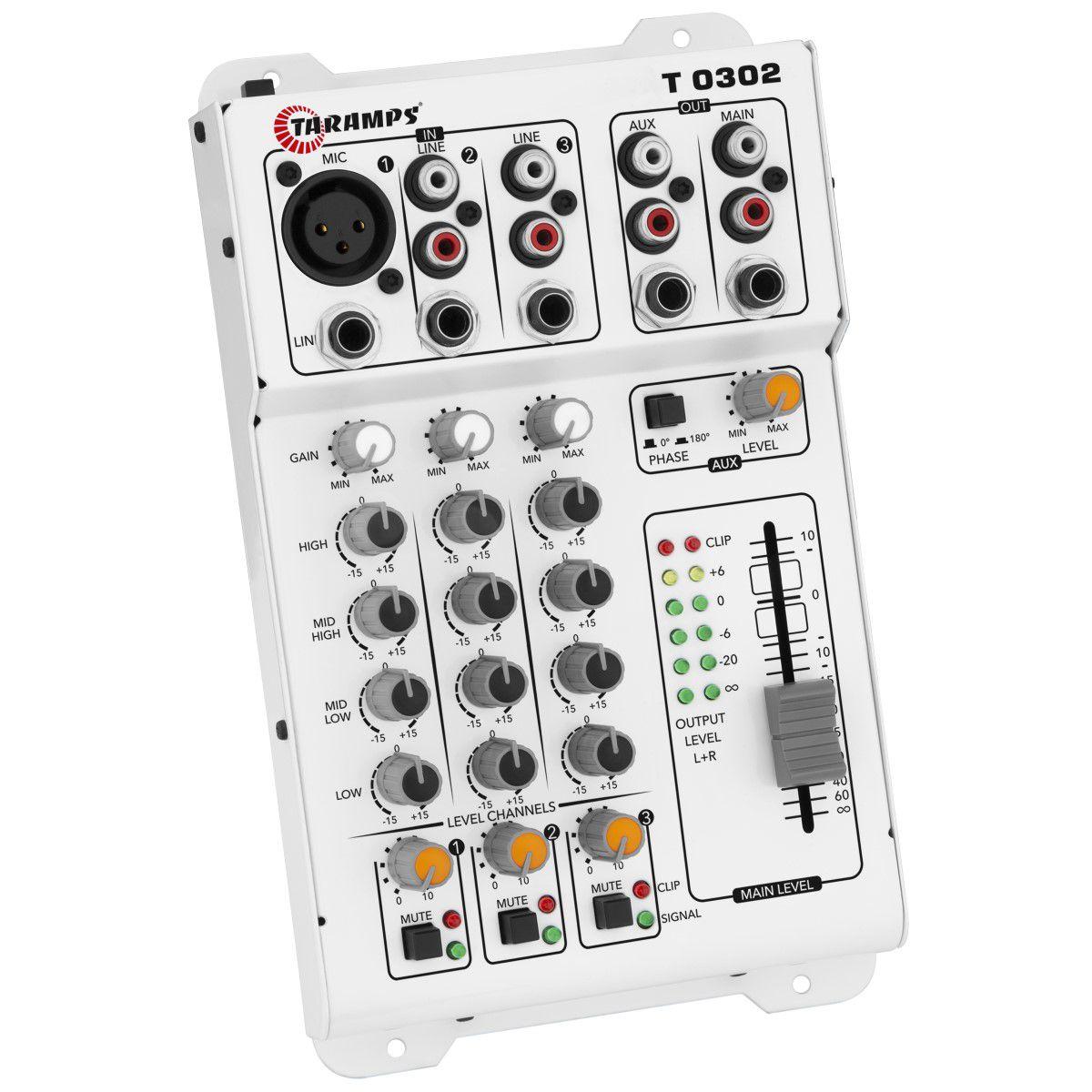 Imagem de Mesa De Som Equalizador Taramps T 0302 3 Canais 2 Saídas T0302