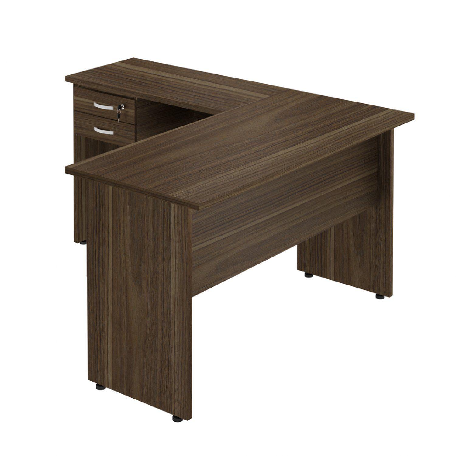 Mesa em L para Escritório 2 Gavetas 136cmx160cm Style Plata Móveis