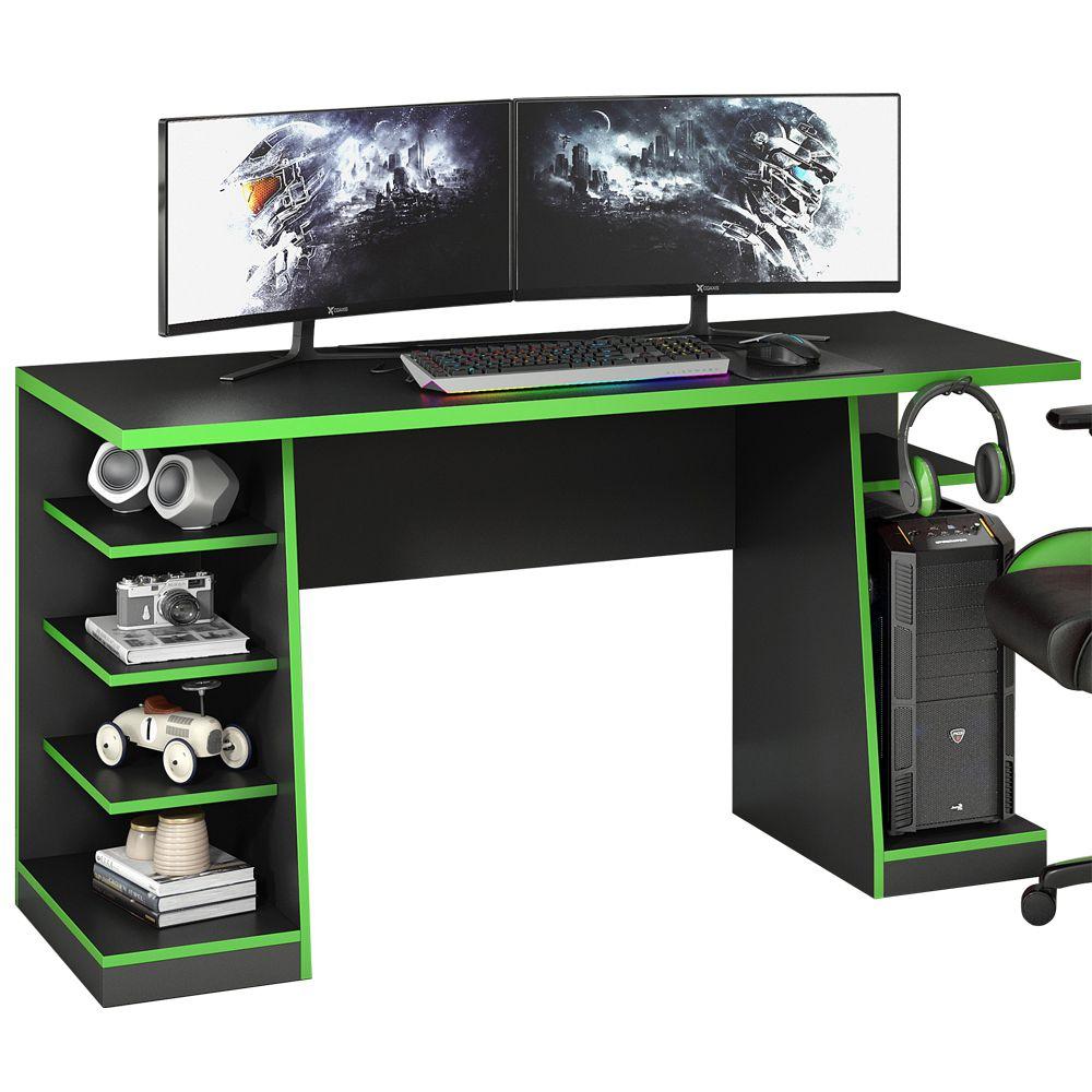 Mesa Gamer Legend Ideal Para 2 Monitores Preto/verde