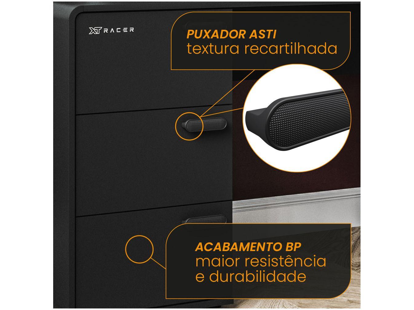 Mesa Gamer XT Racer Home Preto e Prata 3 Gavetas 1 Nicho