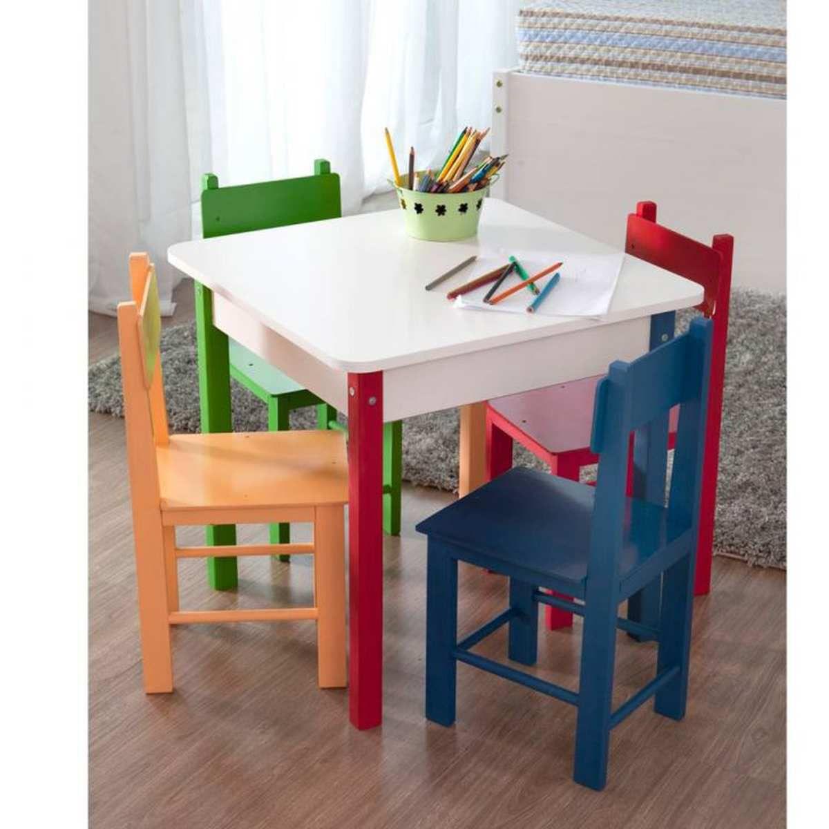 Mesa Infantil com 4 Cadeiras Carlu Coloridas Conjunto