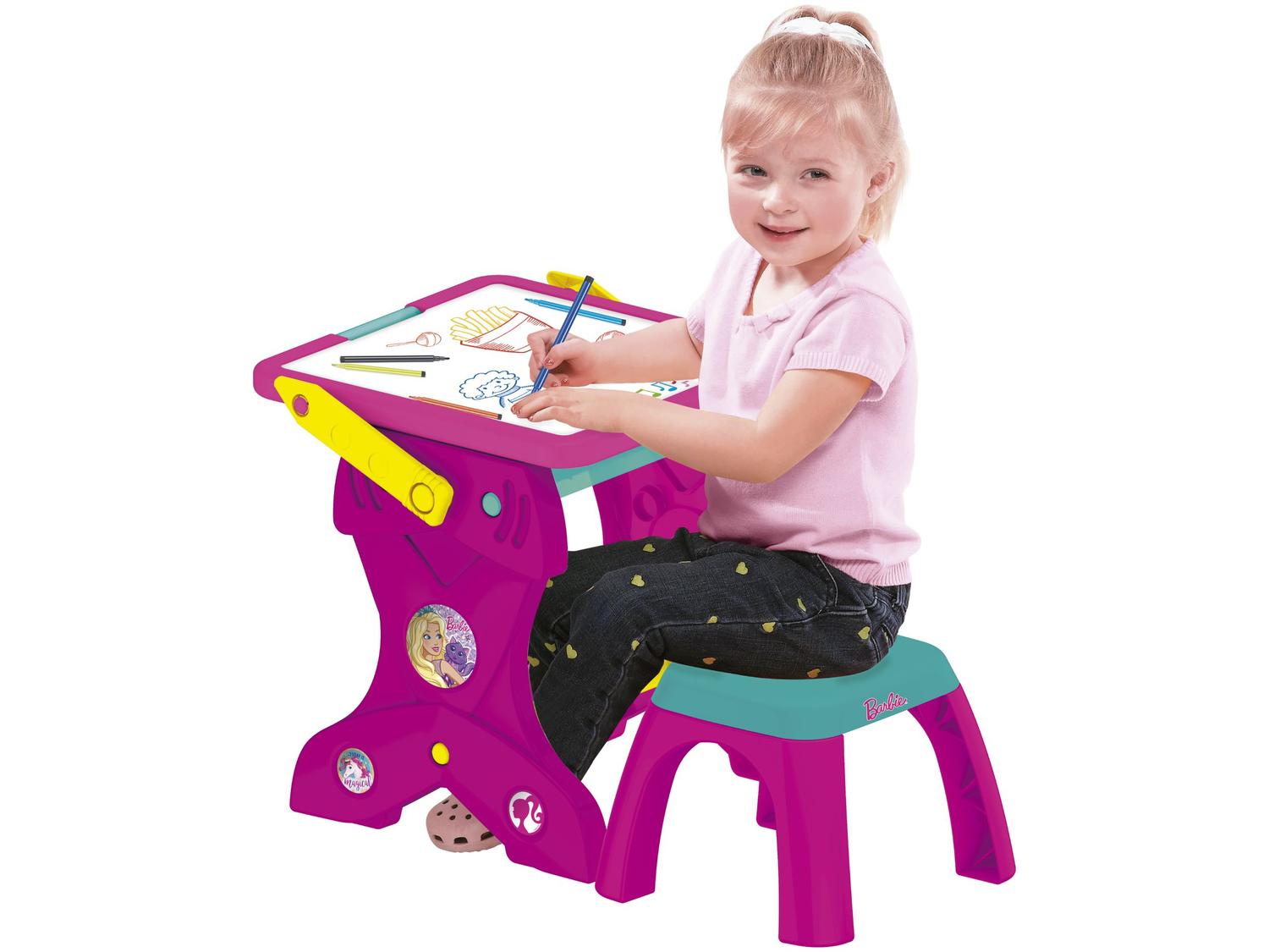 Mesa Infantil Educativa Fun Dobrável Barbie 2 em 1