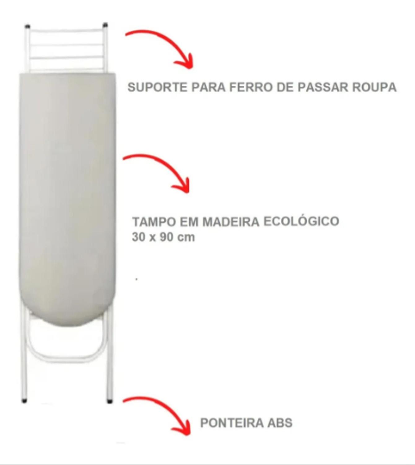 Imagem de Mesa/Tábua Passar Roupa 3 Níveis de Altura c/ Suporte p/ Ferro - KKUtil