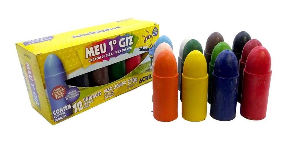 Meu Primeiro Giz De Cera 12 Cores Acrilex 1º 09512 - Giz de Cera ...