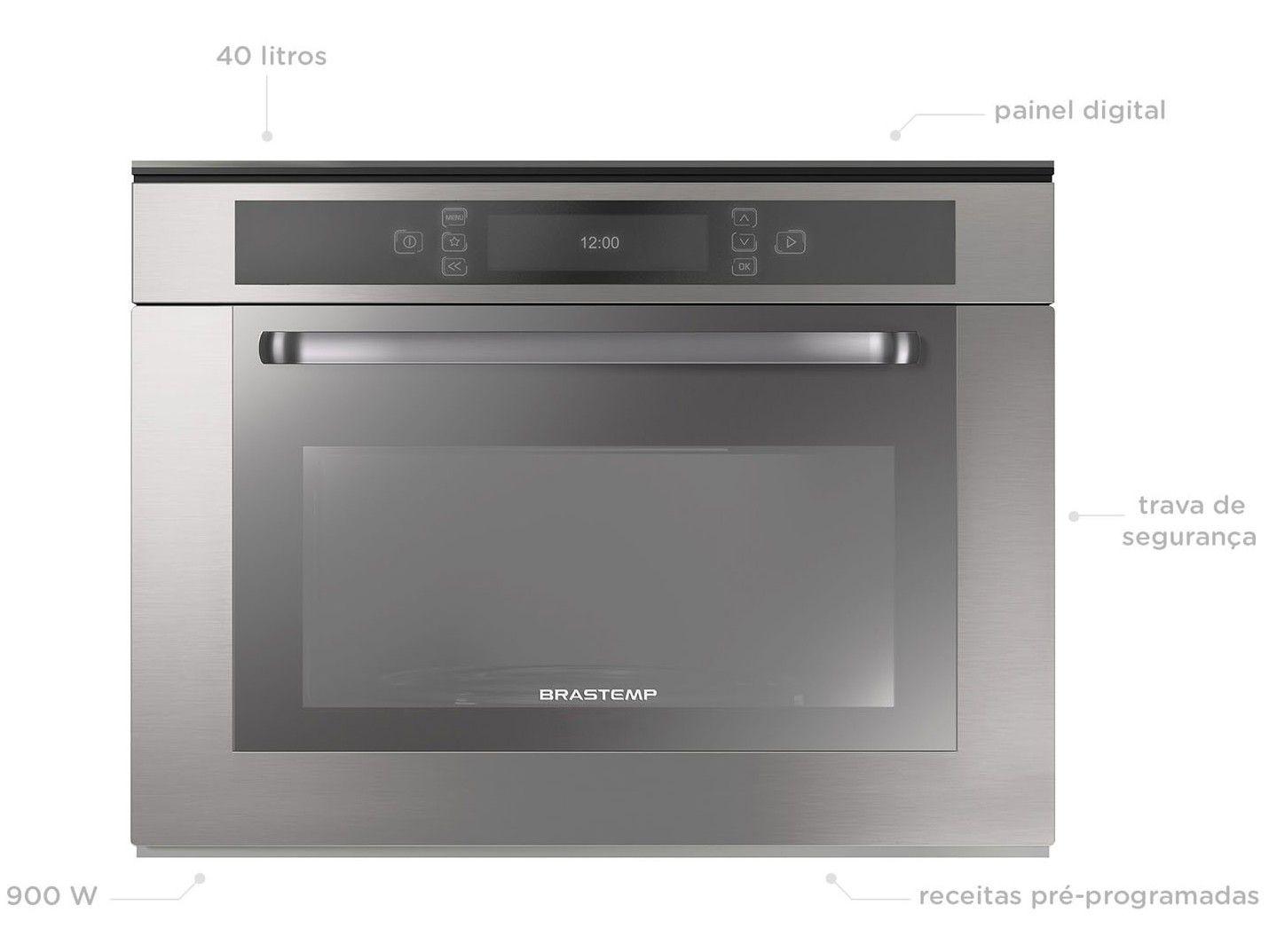 Micro-ondas Brastemp 40L Inox de Embutir com Grill BMO40