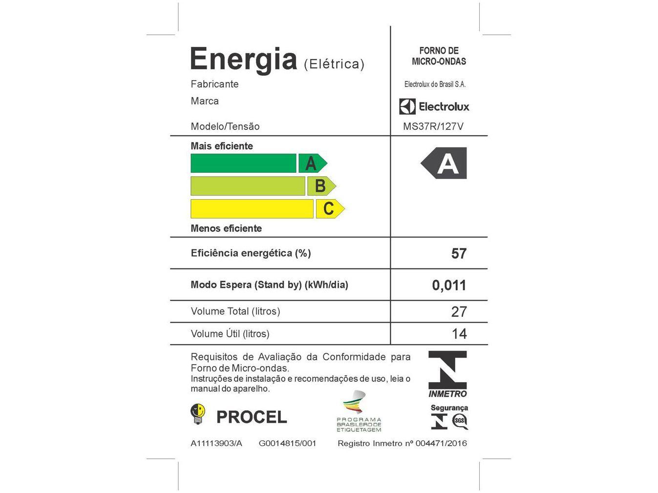 Micro-ondas Electrolux 27L MS37R
