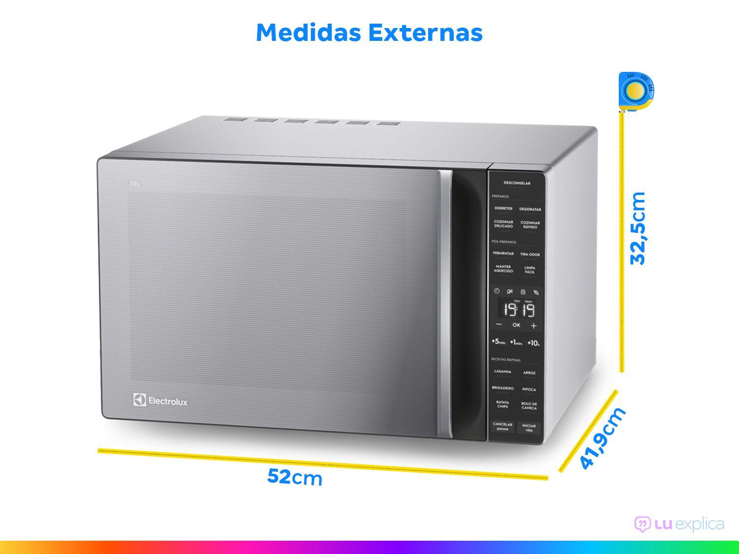 Micro-ondas Electrolux 36L Prata e Preto Espelhado Efficient ME36S