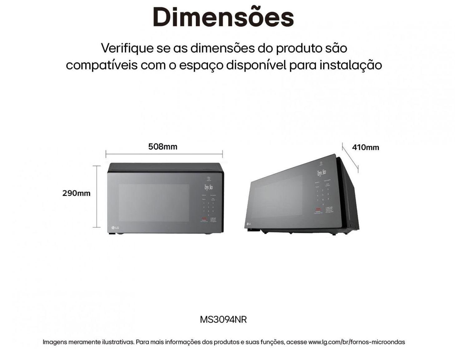 Micro-ondas LG 30L Espelhado Solo NeoChef MS3094NR.FBKFLGZ