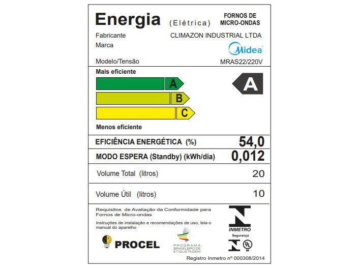 Micro-ondas Midea 20L Branco e Preto MRAS22