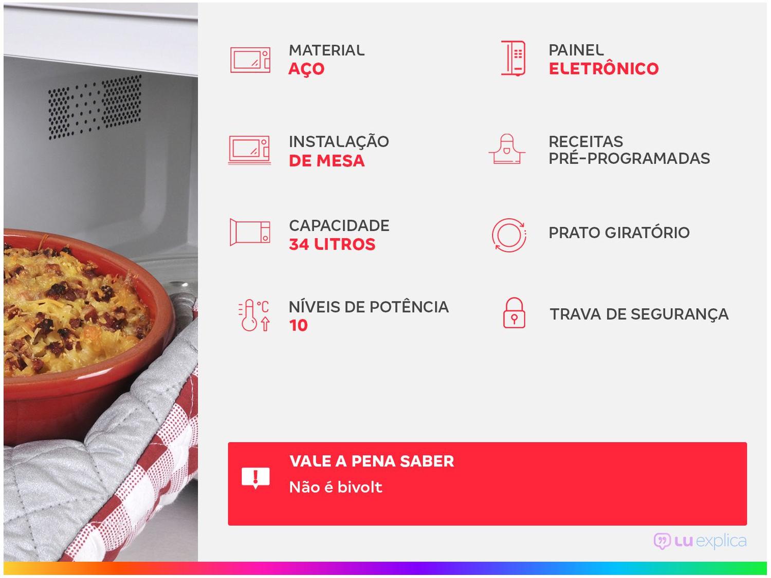 Micro-ondas Panasonic 34L NN-ST67LSRUN