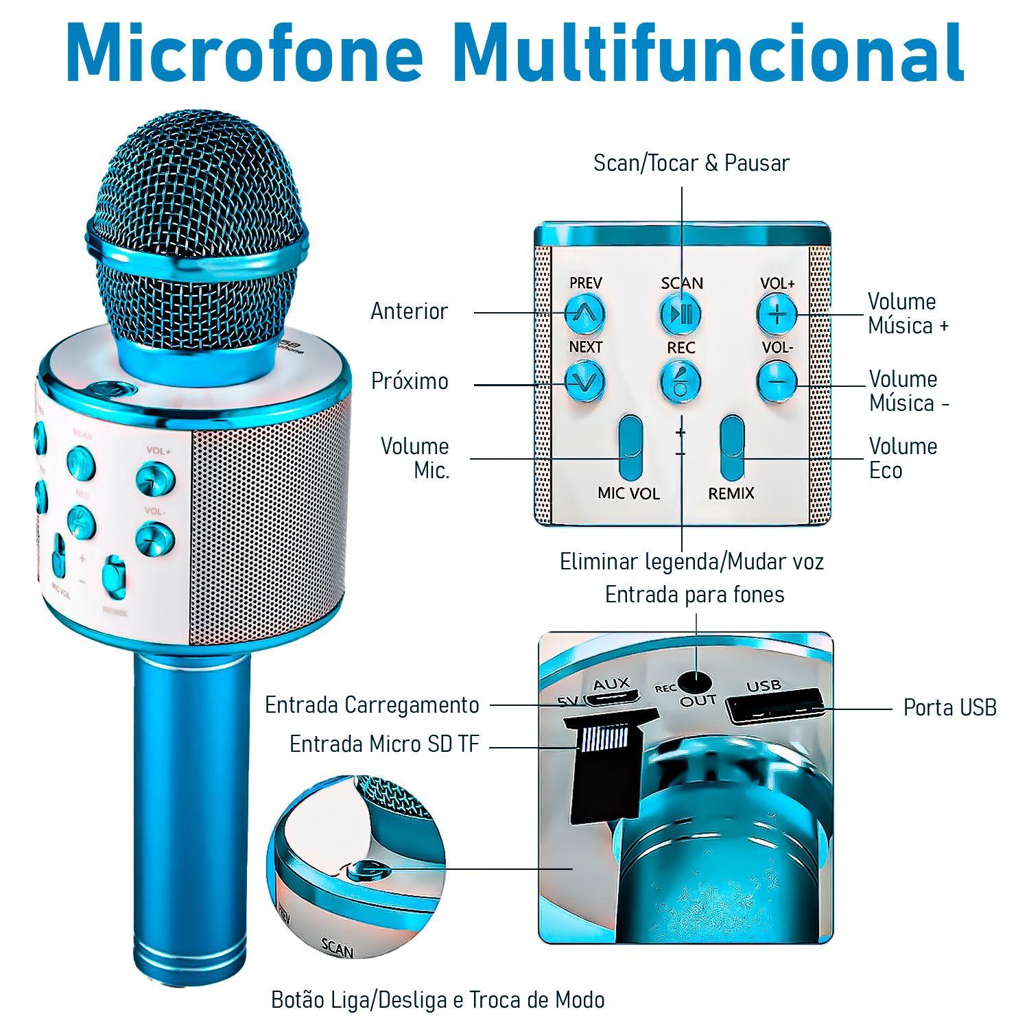 Microfone Bluetooth Sem Fio Youtube Karaoke Muda Voz - Zoop Toys - Microfone de Brinquedo - Magazine Luiza