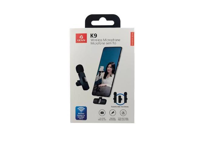 Microfone de lapela k9 duplo original - k9 wireless microphone - GENAI -  Microfone de Lapela - Magazine Luiza