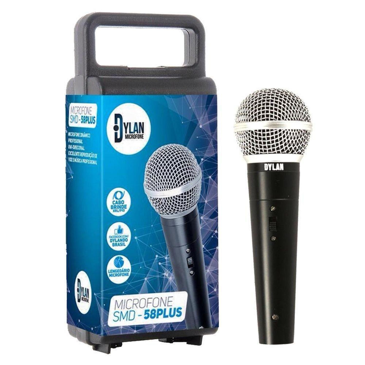 Microfone Din??mico Com Cabo 3m Dylan SMD58 Plus Preto Smd58