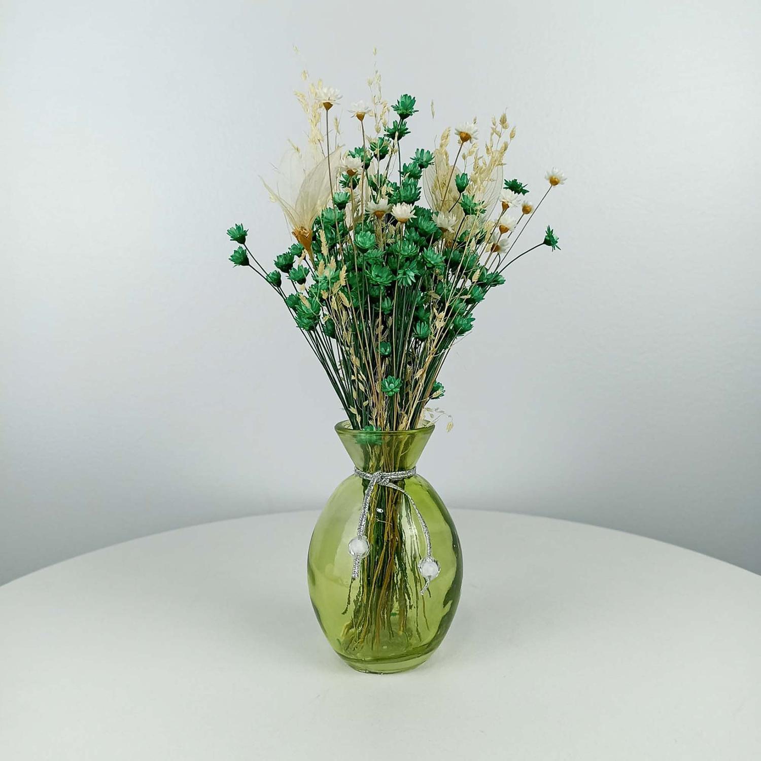 Mini Arranjo De Flores Desidratada Coleção De Flores + Vaso Verde - Dahlias  Flor & Decor - Flores Artificiais - Magazine Luiza