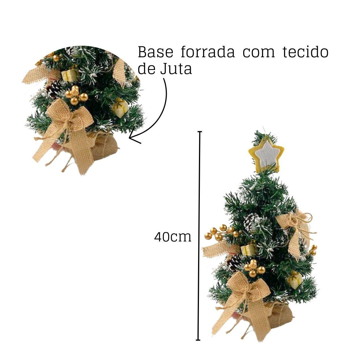 Enfeite Mini Árvore Natal Decorada Estrelas, Pinhas e Laços 30cm Master  Christmas