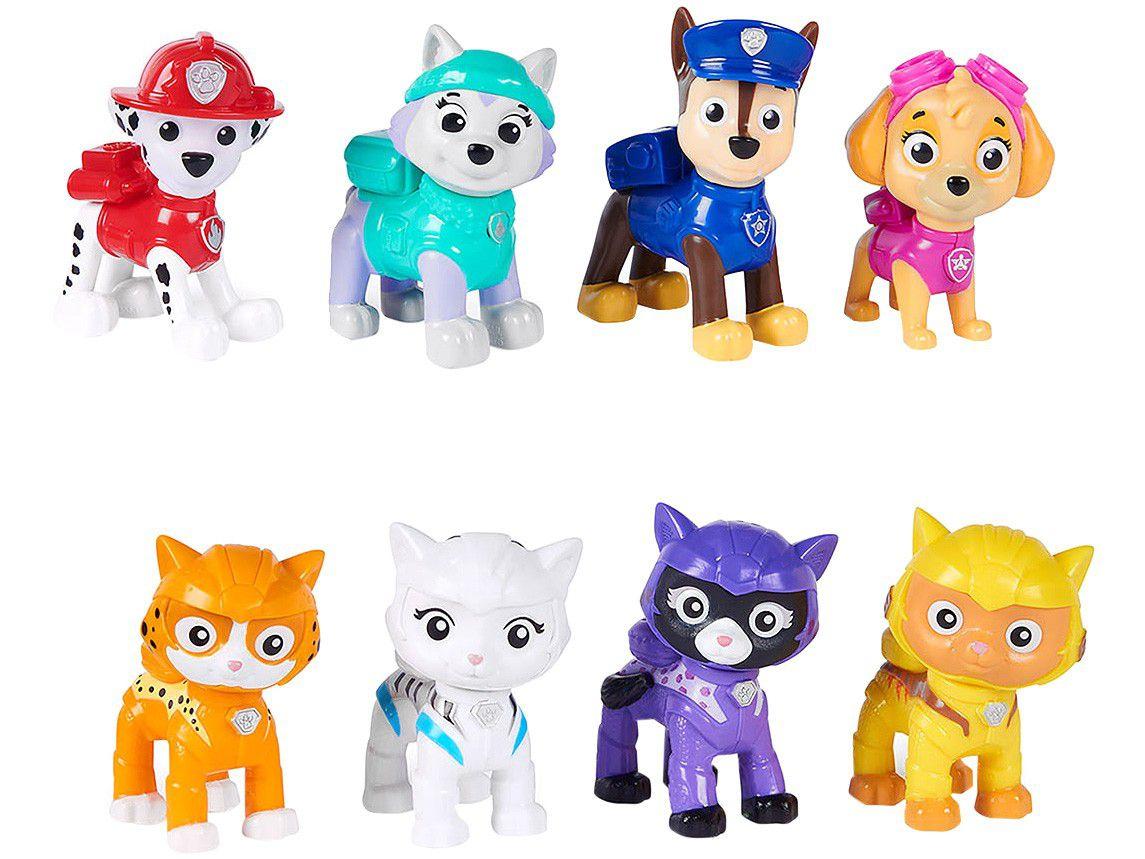 Mini Figura Patrulha Canina Gift Cat Pack Sunny Brinquedos 8 Unidades