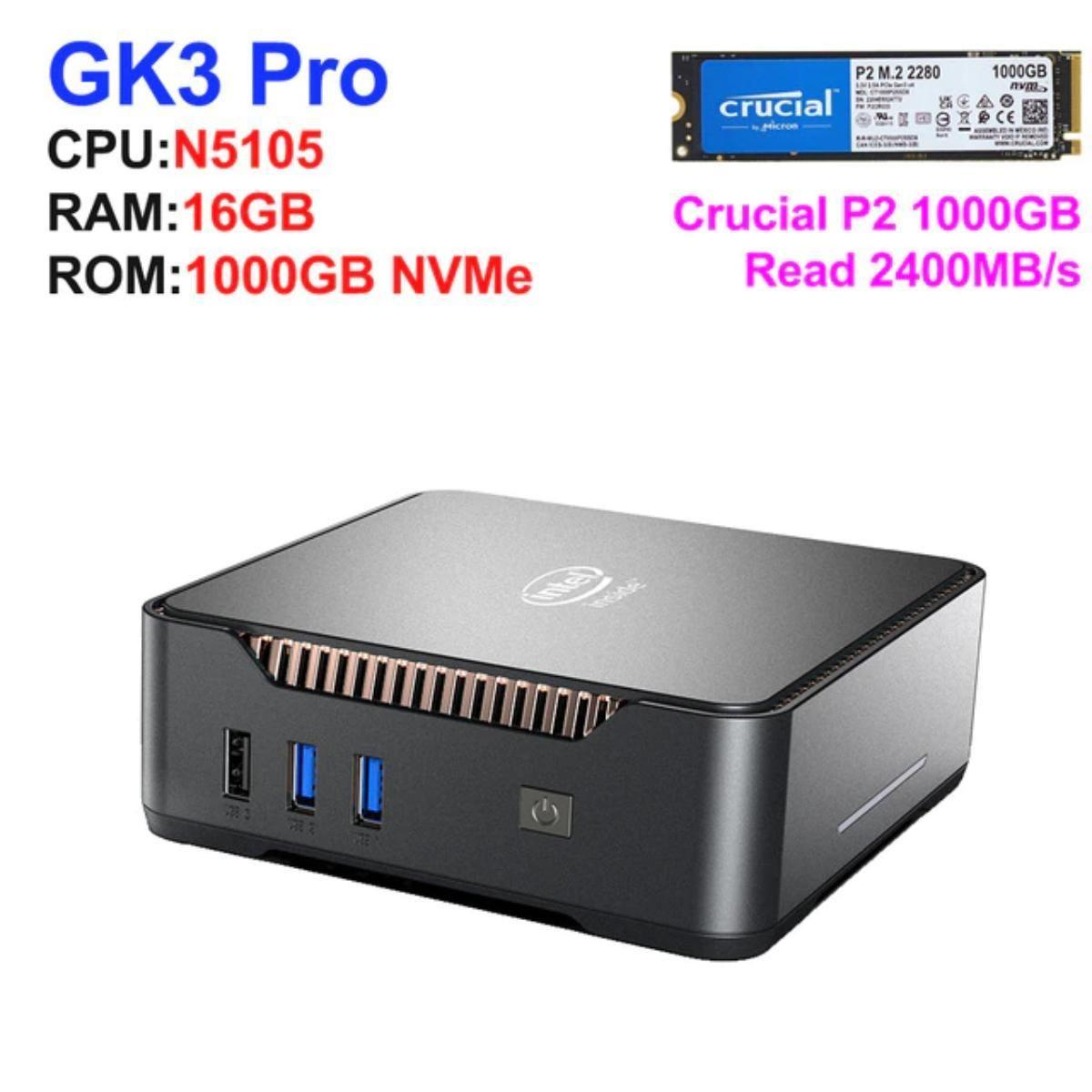 Mini Pc Gk3 Celeron Pro N5105 Ddr4 Hdmi Vga Usb 1Tb 16Gb Ram