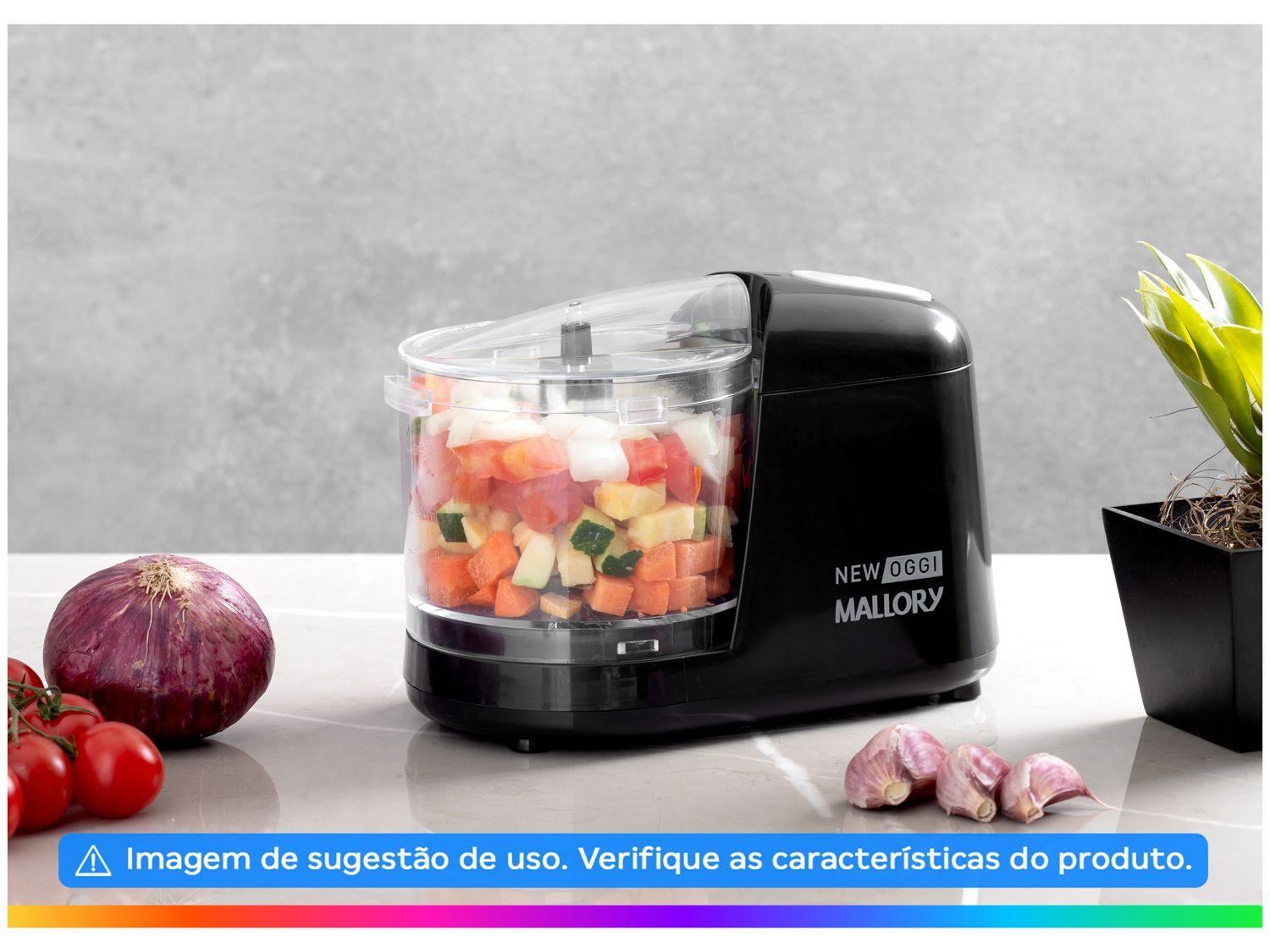 Mini Processador de Alimentos Mallory Preto New Oggi 3 em 1 150W