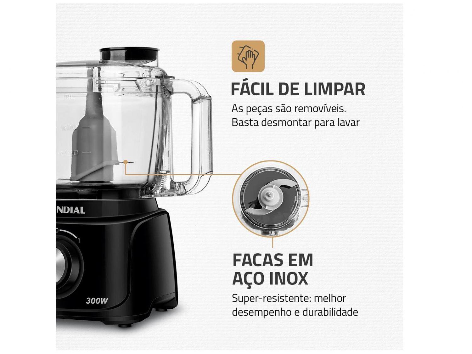 Mini Processador de Alimentos Mondial Preto 300W Turbo Pratic MP
