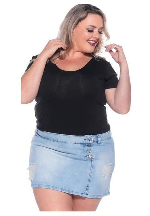 mini saia jeans plus size