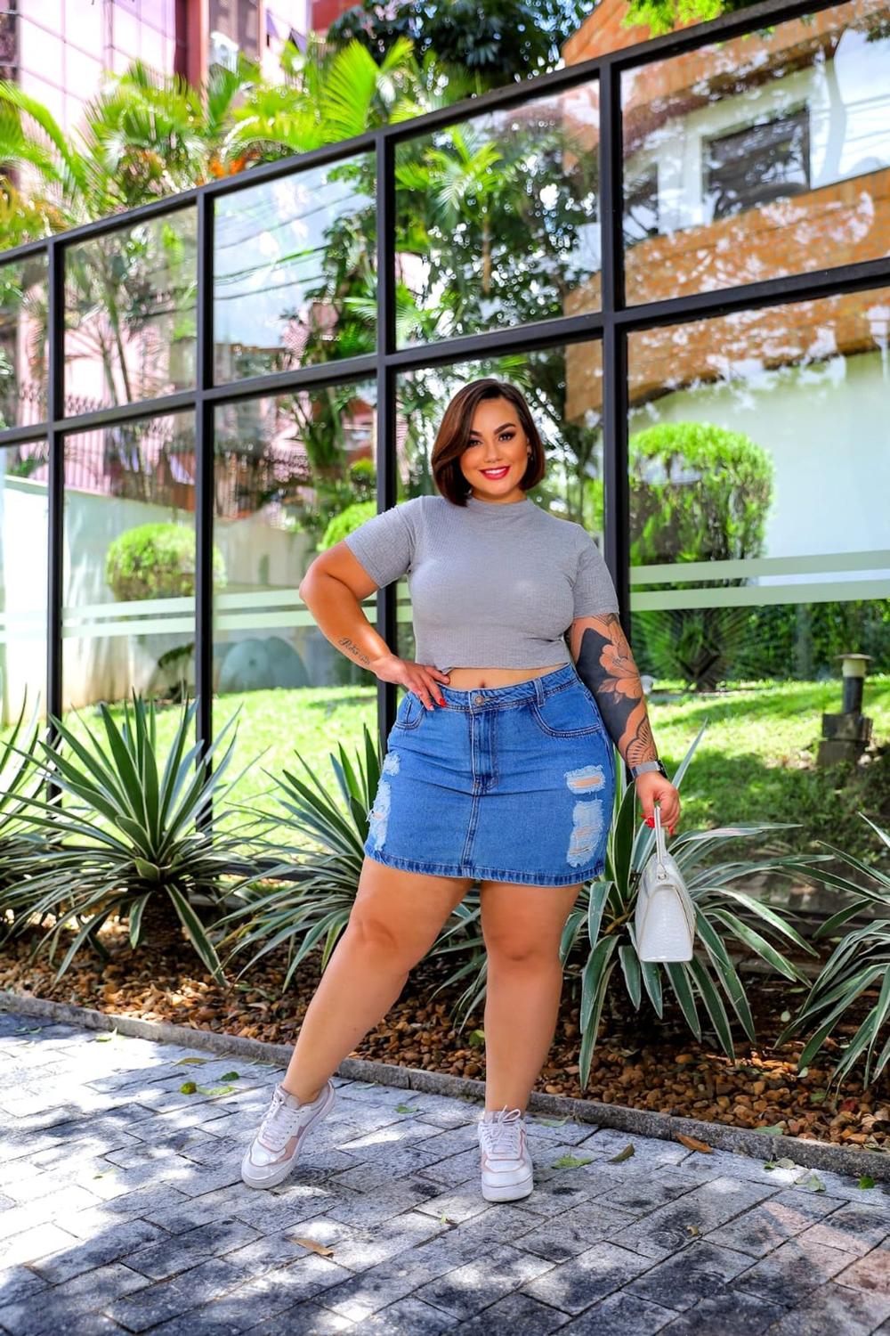 Saia Midi Look Saia Jeans 2019 Saia Jeans Tendencia 2019 Usar Saia