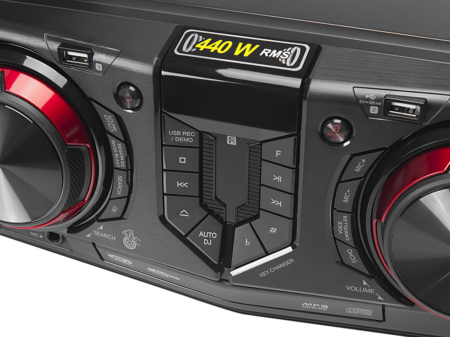 Mini System LG Bluetooh USB MP3 CD Player 440W Karaokê CJ44 X Boom