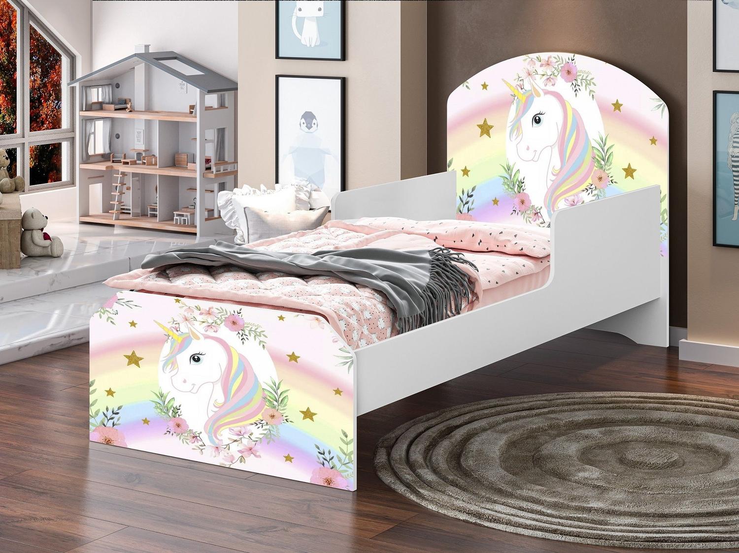 Imagem de MiniCama Infantil Adesivada Menina Unicórnio Colorida 