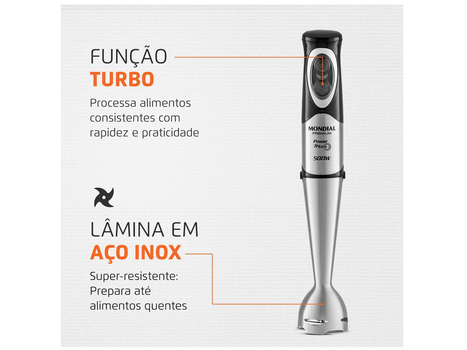 Mixer 2 em 1 Mondial 500W Preto e Prata Power Mixer Premium M-07 2 Velocidades