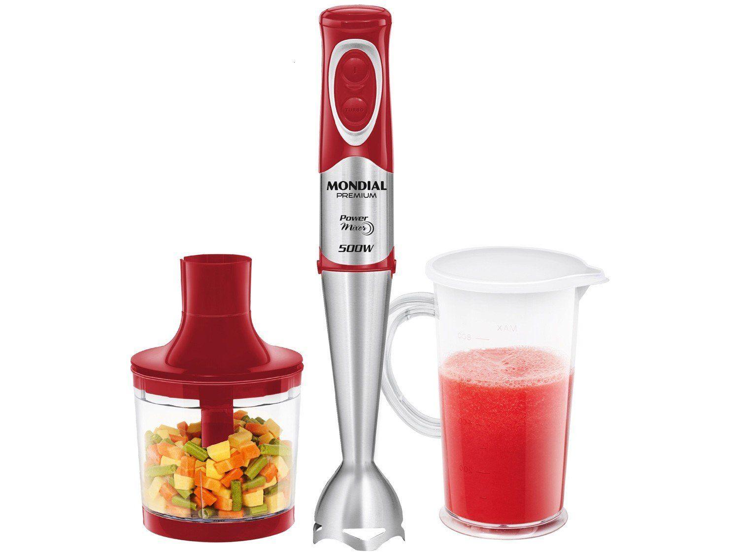 Mixer 2 em 1 Mondial 500W Vermelho e Inox