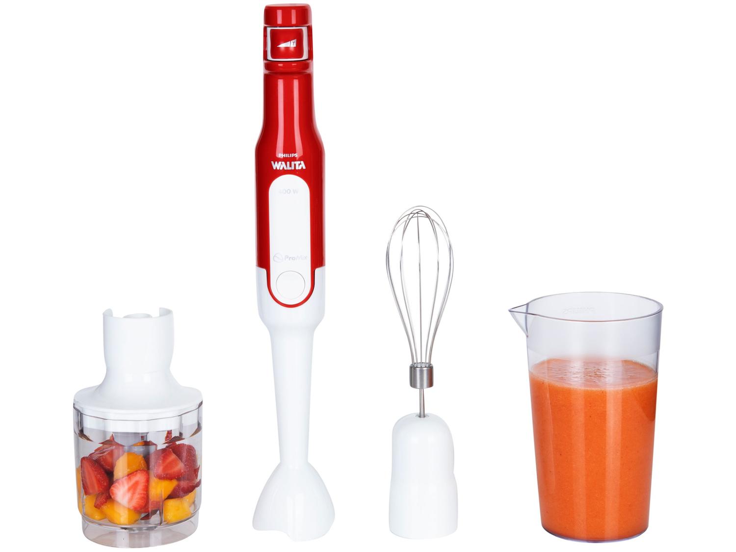 Mixer Philips Walita 3 em 1 Branco e Vermelho 400W Daily RI2622/42