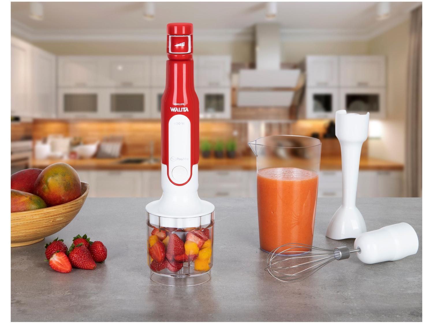 Mixer Philips Walita 3 em 1 Branco e Vermelho 400W Daily RI2622/42